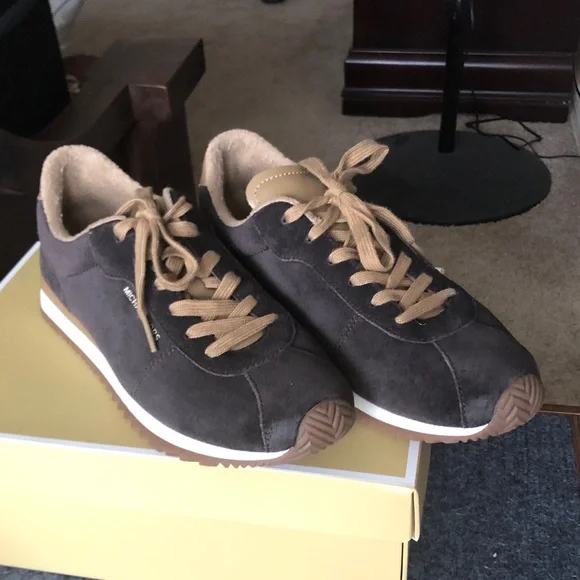 Michael Kors Men's Chocolate Leather Sneakers - Picture 3 of 3